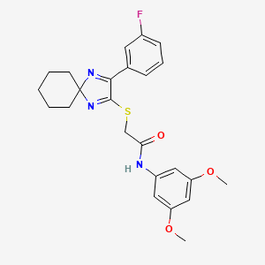 N-(3,5-dimethoxyphenyl)-2-{[3-(3-fluorophenyl)-1,4-diazaspiro[4.5]deca-1,3-dien-2-yl]sulfanyl}acetamide