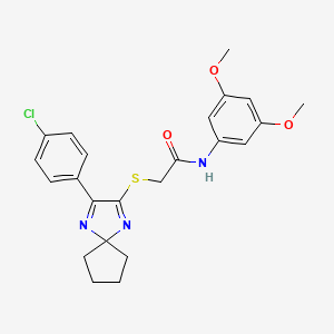 molecular formula C23H24ClN3O3S B6516424 2-{[3-(4-chlorophenyl)-1,4-diazaspiro[4.4]nona-1,3-dien-2-yl]sulfanyl}-N-(3,5-dimethoxyphenyl)acetamide CAS No. 899906-12-8