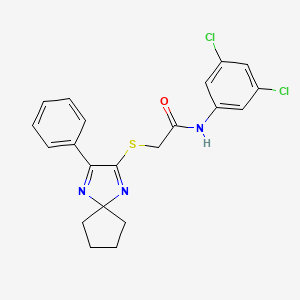 N-(3,5-dichlorophenyl)-2-({3-phenyl-1,4-diazaspiro[4.4]nona-1,3-dien-2-yl}sulfanyl)acetamide