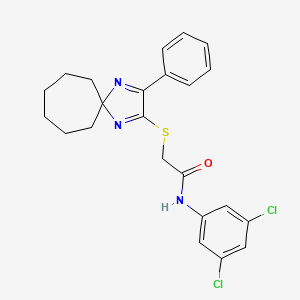 molecular formula C23H23Cl2N3OS B6516433 N-(3,5-dichlorophenyl)-2-({3-phenyl-1,4-diazaspiro[4.6]undeca-1,3-dien-2-yl}sulfanyl)acetamide CAS No. 899906-20-8