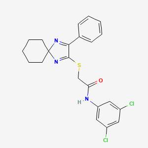 molecular formula C22H21Cl2N3OS B6516441 N-(3,5-dichlorophenyl)-2-({3-phenyl-1,4-diazaspiro[4.5]deca-1,3-dien-2-yl}sulfanyl)acetamide CAS No. 899906-24-2