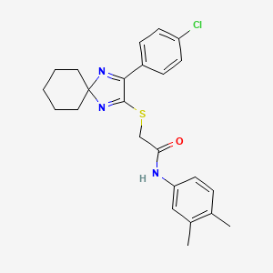 molecular formula C24H26ClN3OS B6516445 2-{[3-(4-chlorophenyl)-1,4-diazaspiro[4.5]deca-1,3-dien-2-yl]sulfanyl}-N-(3,4-dimethylphenyl)acetamide CAS No. 899906-32-2