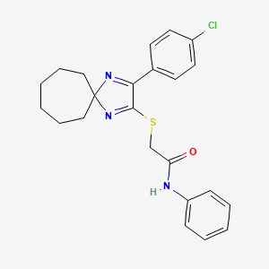 molecular formula C23H24ClN3OS B6516462 2-{[3-(4-chlorophenyl)-1,4-diazaspiro[4.6]undeca-1,3-dien-2-yl]sulfanyl}-N-phenylacetamide CAS No. 899906-54-8