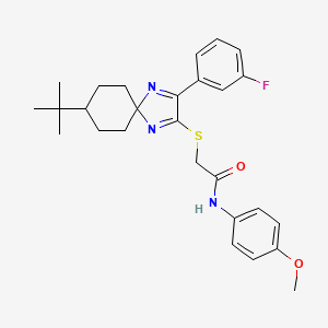 2-{[8-tert-butyl-3-(3-fluorophenyl)-1,4-diazaspiro[4.5]deca-1,3-dien-2-yl]sulfanyl}-N-(4-methoxyphenyl)acetamide