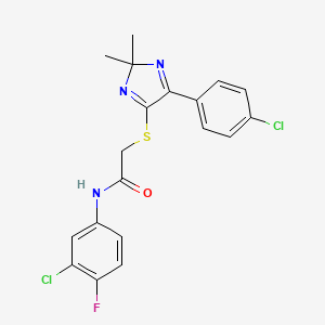 N-(3-chloro-4-fluorophenyl)-2-{[5-(4-chlorophenyl)-2,2-dimethyl-2H-imidazol-4-yl]sulfanyl}acetamide