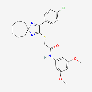 molecular formula C25H28ClN3O3S B6516483 2-{[3-(4-chlorophenyl)-1,4-diazaspiro[4.6]undeca-1,3-dien-2-yl]sulfanyl}-N-(3,5-dimethoxyphenyl)acetamide CAS No. 899906-89-9