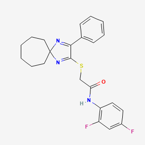 molecular formula C23H23F2N3OS B6516499 N-(2,4-difluorophenyl)-2-({3-phenyl-1,4-diazaspiro[4.6]undeca-1,3-dien-2-yl}sulfanyl)acetamide CAS No. 899934-49-7