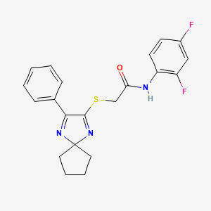 molecular formula C21H19F2N3OS B6516503 N-(2,4-difluorophenyl)-2-({3-phenyl-1,4-diazaspiro[4.4]nona-1,3-dien-2-yl}sulfanyl)acetamide CAS No. 899934-55-5