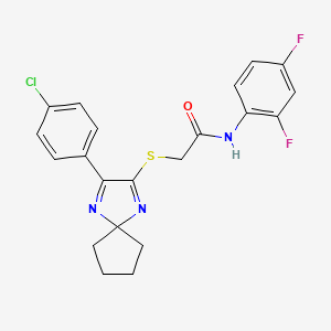 molecular formula C21H18ClF2N3OS B6516508 2-{[3-(4-chlorophenyl)-1,4-diazaspiro[4.4]nona-1,3-dien-2-yl]sulfanyl}-N-(2,4-difluorophenyl)acetamide CAS No. 899934-64-6