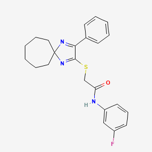 N-(3-fluorophenyl)-2-({3-phenyl-1,4-diazaspiro[4.6]undeca-1,3-dien-2-yl}sulfanyl)acetamide