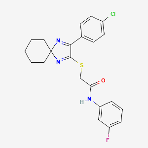 2-{[3-(4-chlorophenyl)-1,4-diazaspiro[4.5]deca-1,3-dien-2-yl]sulfanyl}-N-(3-fluorophenyl)acetamide