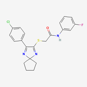 molecular formula C21H19ClFN3OS B6516543 2-{[3-(4-chlorophenyl)-1,4-diazaspiro[4.4]nona-1,3-dien-2-yl]sulfanyl}-N-(3-fluorophenyl)acetamide CAS No. 899934-94-2