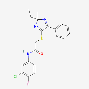 N-(3-chloro-4-fluorophenyl)-2-[(2-ethyl-2-methyl-5-phenyl-2H-imidazol-4-yl)sulfanyl]acetamide