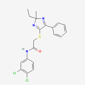 molecular formula C20H19Cl2N3OS B6516566 N-(3,4-dichlorophenyl)-2-[(2-ethyl-2-methyl-5-phenyl-2H-imidazol-4-yl)sulfanyl]acetamide CAS No. 899935-34-3