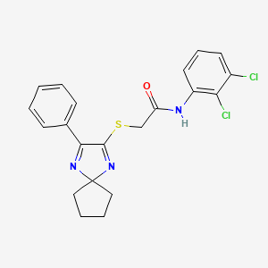 molecular formula C21H19Cl2N3OS B6516577 N-(2,3-dichlorophenyl)-2-({3-phenyl-1,4-diazaspiro[4.4]nona-1,3-dien-2-yl}sulfanyl)acetamide CAS No. 899935-48-9