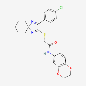 molecular formula C24H24ClN3O3S B6516581 2-{[3-(4-chlorophenyl)-1,4-diazaspiro[4.5]deca-1,3-dien-2-yl]sulfanyl}-N-(2,3-dihydro-1,4-benzodioxin-6-yl)acetamide CAS No. 899935-58-1