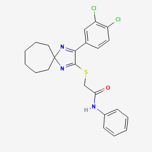 molecular formula C23H23Cl2N3OS B6516615 2-{[3-(3,4-dichlorophenyl)-1,4-diazaspiro[4.6]undeca-1,3-dien-2-yl]sulfanyl}-N-phenylacetamide CAS No. 899913-48-5