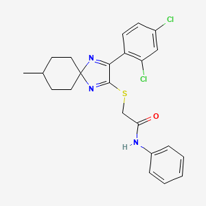 molecular formula C23H23Cl2N3OS B6516629 2-{[3-(2,4-dichlorophenyl)-8-methyl-1,4-diazaspiro[4.5]deca-1,3-dien-2-yl]sulfanyl}-N-phenylacetamide CAS No. 899913-56-5