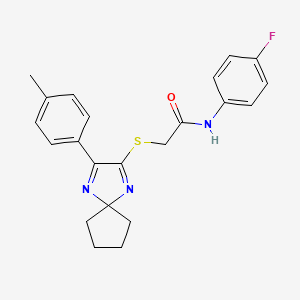 N-(4-fluorophenyl)-2-{[3-(4-methylphenyl)-1,4-diazaspiro[4.4]nona-1,3-dien-2-yl]sulfanyl}acetamide