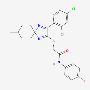 molecular formula C23H22Cl2FN3OS B6516641 2-{[3-(2,4-dichlorophenyl)-8-methyl-1,4-diazaspiro[4.5]deca-1,3-dien-2-yl]sulfanyl}-N-(4-fluorophenyl)acetamide CAS No. 899913-79-2