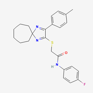 molecular formula C24H26FN3OS B6516647 N-(4-fluorophenyl)-2-{[3-(4-methylphenyl)-1,4-diazaspiro[4.6]undeca-1,3-dien-2-yl]sulfanyl}acetamide CAS No. 899913-77-0