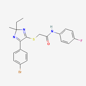 2-{[5-(4-bromophenyl)-2-ethyl-2-methyl-2H-imidazol-4-yl]sulfanyl}-N-(4-fluorophenyl)acetamide