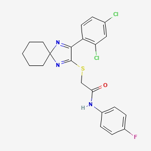 molecular formula C22H20Cl2FN3OS B6516671 2-{[3-(2,4-dichlorophenyl)-1,4-diazaspiro[4.5]deca-1,3-dien-2-yl]sulfanyl}-N-(4-fluorophenyl)acetamide CAS No. 899913-93-0