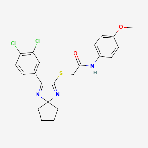 2-{[3-(3,4-dichlorophenyl)-1,4-diazaspiro[4.4]nona-1,3-dien-2-yl]sulfanyl}-N-(4-methoxyphenyl)acetamide