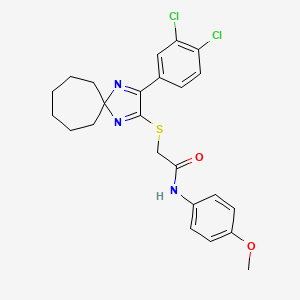 2-{[3-(3,4-dichlorophenyl)-1,4-diazaspiro[4.6]undeca-1,3-dien-2-yl]sulfanyl}-N-(4-methoxyphenyl)acetamide