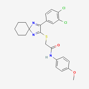 2-{[3-(3,4-dichlorophenyl)-1,4-diazaspiro[4.5]deca-1,3-dien-2-yl]sulfanyl}-N-(4-methoxyphenyl)acetamide