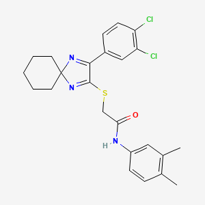 molecular formula C24H25Cl2N3OS B6516725 2-{[3-(3,4-dichlorophenyl)-1,4-diazaspiro[4.5]deca-1,3-dien-2-yl]sulfanyl}-N-(3,4-dimethylphenyl)acetamide CAS No. 899914-35-3