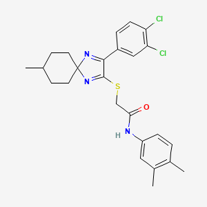 molecular formula C25H27Cl2N3OS B6516733 2-{[3-(3,4-dichlorophenyl)-8-methyl-1,4-diazaspiro[4.5]deca-1,3-dien-2-yl]sulfanyl}-N-(3,4-dimethylphenyl)acetamide CAS No. 899914-37-5