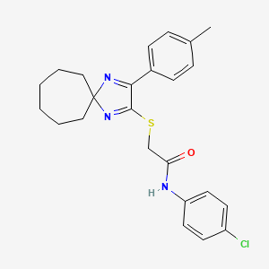 molecular formula C24H26ClN3OS B6516763 N-(4-chlorophenyl)-2-{[3-(4-methylphenyl)-1,4-diazaspiro[4.6]undeca-1,3-dien-2-yl]sulfanyl}acetamide CAS No. 899931-43-2