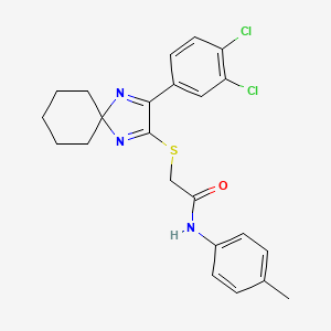 2-{[3-(3,4-dichlorophenyl)-1,4-diazaspiro[4.5]deca-1,3-dien-2-yl]sulfanyl}-N-(4-methylphenyl)acetamide