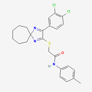 molecular formula C24H25Cl2N3OS B6516794 2-{[3-(3,4-dichlorophenyl)-1,4-diazaspiro[4.6]undeca-1,3-dien-2-yl]sulfanyl}-N-(4-methylphenyl)acetamide CAS No. 899931-77-2