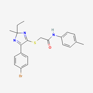 molecular formula C21H22BrN3OS B6516802 2-{[5-(4-bromophenyl)-2-ethyl-2-methyl-2H-imidazol-4-yl]sulfanyl}-N-(4-methylphenyl)acetamide CAS No. 899931-87-4