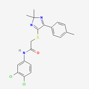 molecular formula C20H19Cl2N3OS B6516818 N-(3,4-dichlorophenyl)-2-{[2,2-dimethyl-5-(4-methylphenyl)-2H-imidazol-4-yl]sulfanyl}acetamide CAS No. 899932-36-6