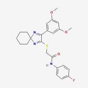 molecular formula C24H26FN3O3S B6516827 2-{[3-(3,5-dimethoxyphenyl)-1,4-diazaspiro[4.5]deca-1,3-dien-2-yl]sulfanyl}-N-(4-fluorophenyl)acetamide CAS No. 899932-65-1