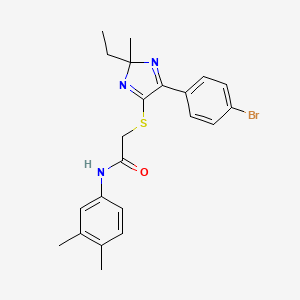 2-{[5-(4-bromophenyl)-2-ethyl-2-methyl-2H-imidazol-4-yl]sulfanyl}-N-(3,4-dimethylphenyl)acetamide