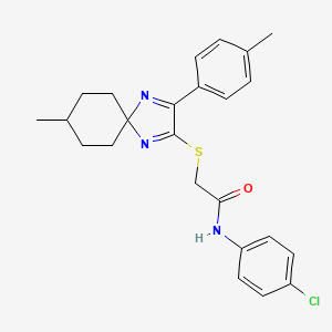 molecular formula C24H26ClN3OS B6516861 N-(4-chlorophenyl)-2-{[8-methyl-3-(4-methylphenyl)-1,4-diazaspiro[4.5]deca-1,3-dien-2-yl]sulfanyl}acetamide CAS No. 899932-76-4