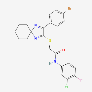 2-{[3-(4-bromophenyl)-1,4-diazaspiro[4.5]deca-1,3-dien-2-yl]sulfanyl}-N-(3-chloro-4-fluorophenyl)acetamide