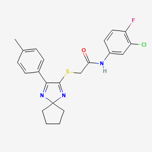 molecular formula C22H21ClFN3OS B6516882 N-(3-chloro-4-fluorophenyl)-2-{[3-(4-methylphenyl)-1,4-diazaspiro[4.4]nona-1,3-dien-2-yl]sulfanyl}acetamide CAS No. 899932-83-3