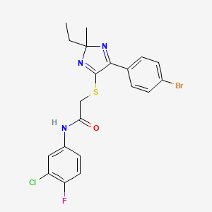 2-{[5-(4-bromophenyl)-2-ethyl-2-methyl-2H-imidazol-4-yl]sulfanyl}-N-(3-chloro-4-fluorophenyl)acetamide