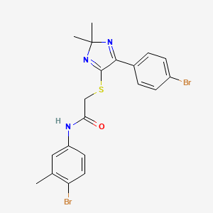 molecular formula C20H19Br2N3OS B6516897 N-(4-bromo-3-methylphenyl)-2-{[5-(4-bromophenyl)-2,2-dimethyl-2H-imidazol-4-yl]sulfanyl}acetamide CAS No. 899932-86-6