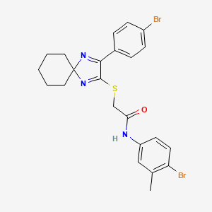 molecular formula C23H23Br2N3OS B6516908 N-(4-bromo-3-methylphenyl)-2-{[3-(4-bromophenyl)-1,4-diazaspiro[4.5]deca-1,3-dien-2-yl]sulfanyl}acetamide CAS No. 899932-88-8