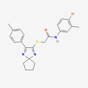 N-(4-bromo-3-methylphenyl)-2-{[3-(4-methylphenyl)-1,4-diazaspiro[4.4]nona-1,3-dien-2-yl]sulfanyl}acetamide