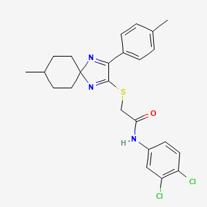 molecular formula C24H25Cl2N3OS B6516956 N-(3,4-dichlorophenyl)-2-{[8-methyl-3-(4-methylphenyl)-1,4-diazaspiro[4.5]deca-1,3-dien-2-yl]sulfanyl}acetamide CAS No. 899909-88-7