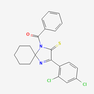 molecular formula C21H18Cl2N2OS B6516962 1-benzoyl-3-(2,4-dichlorophenyl)-1,4-diazaspiro[4.5]dec-3-ene-2-thione CAS No. 899910-28-2