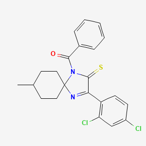 molecular formula C22H20Cl2N2OS B6516974 1-benzoyl-3-(2,4-dichlorophenyl)-8-methyl-1,4-diazaspiro[4.5]dec-3-ene-2-thione CAS No. 899910-30-6