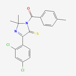 molecular formula C19H16Cl2N2OS B6516984 4-(2,4-dichlorophenyl)-2,2-dimethyl-1-(4-methylbenzoyl)-2,5-dihydro-1H-imidazole-5-thione CAS No. 899910-44-2